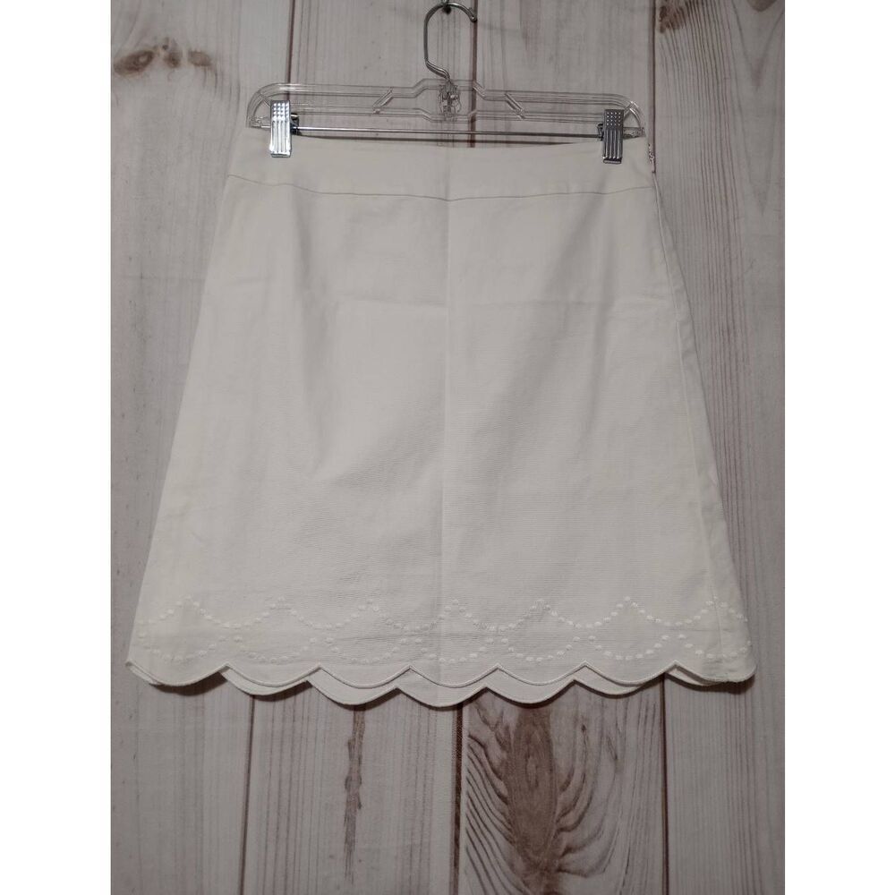 Talbots Skirt Ladies 2 Petite‎ White Pencil Scallop Hem